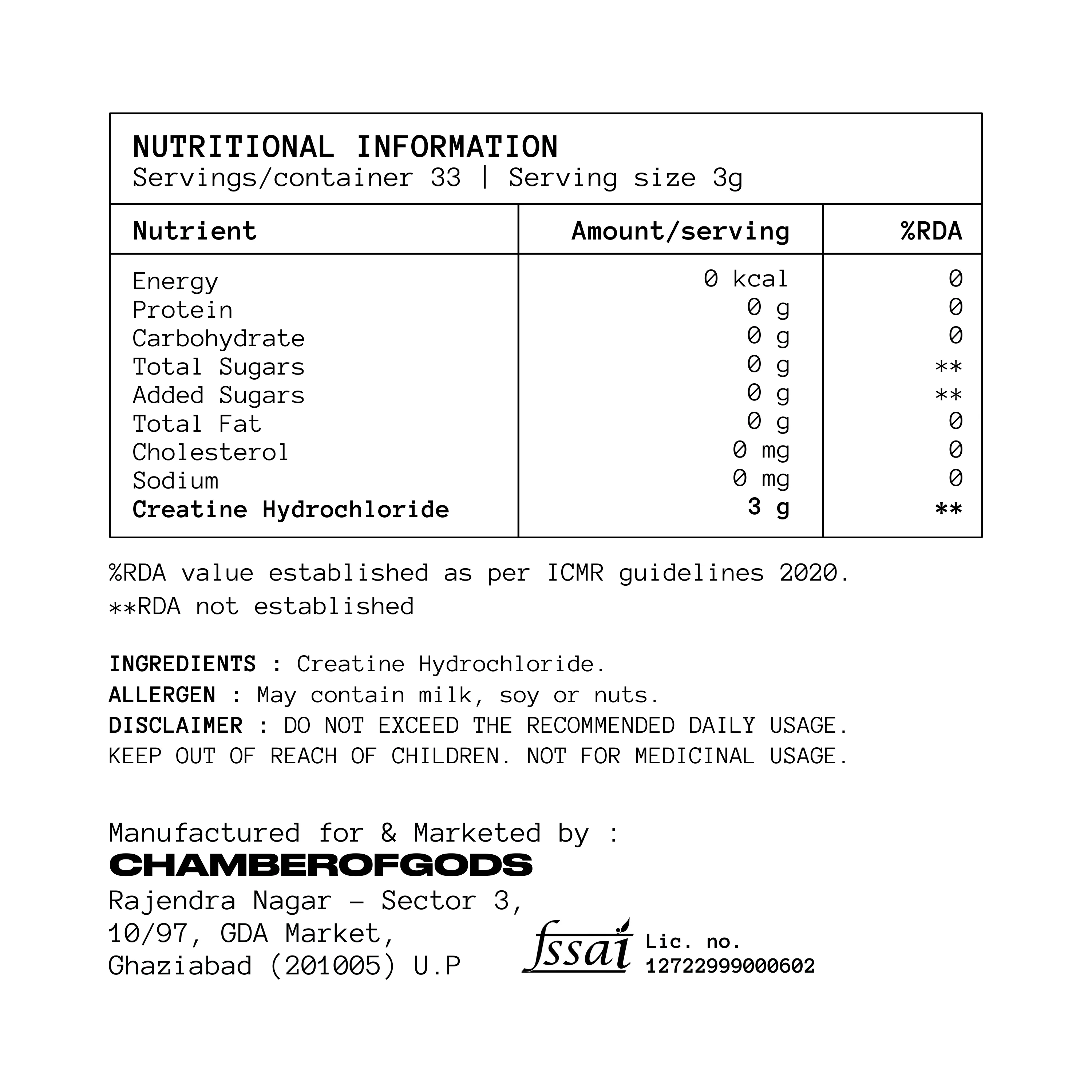COG Creatine Hcl - 100% Pure | Built Different (33 Servings) - Image 11